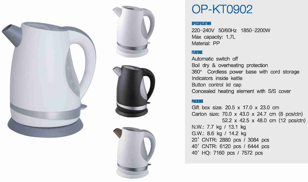 Auto Shut-off Electric Water Kettle with Fast Heating Speed and Electric Power Source