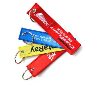 China Personalised Name Embroidered Keyring Woven Fabric Strap Damask Material wholesale