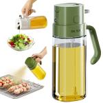 2 In 1 Olive Oil Dispenser Bottle 550ml 19OZ Food-Grade Glass Oil Sprayer for