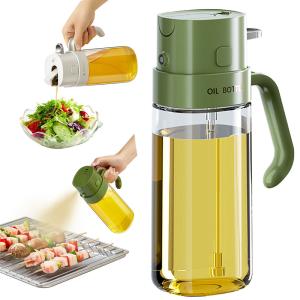 China 2 In 1 Olive Oil Dispenser Bottle 550ml 19OZ Food-Grade Glass Oil Sprayer for Cooking wholesale
