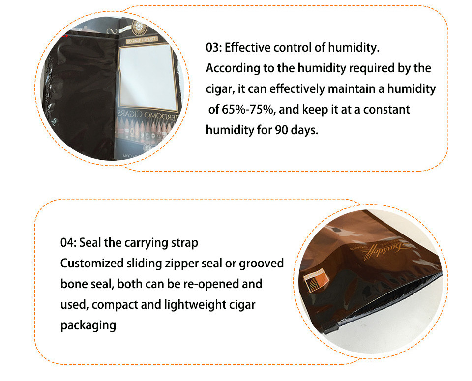 OPP / PE Sealed Packaging Cigar Humidor Bag Hole Dia8mm With Window