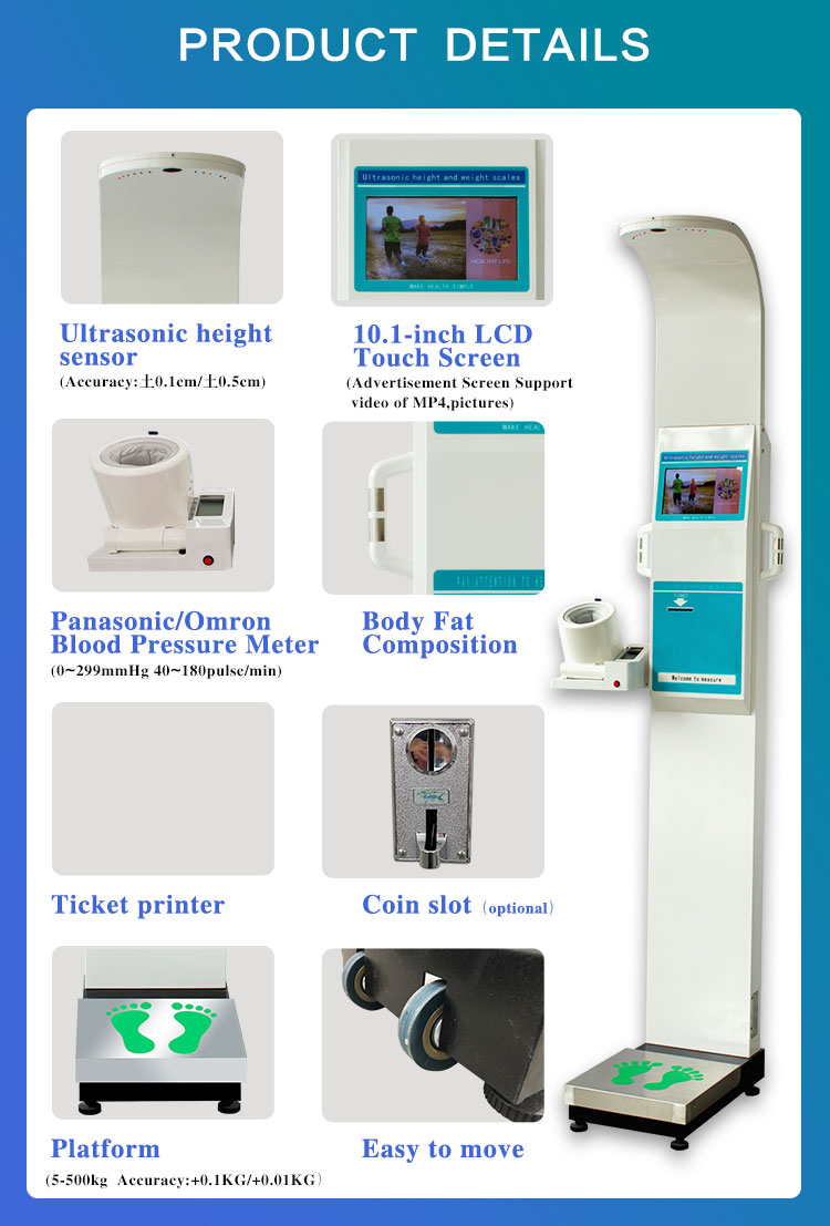 Physical Examination Kiosk Machine for Height Weight Blood Pressure Body