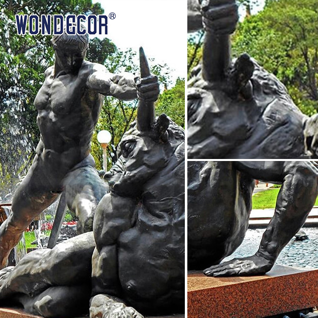 Expressive Large Bronze Sculpture Greek Mythological Figures Minotaur And Theseus