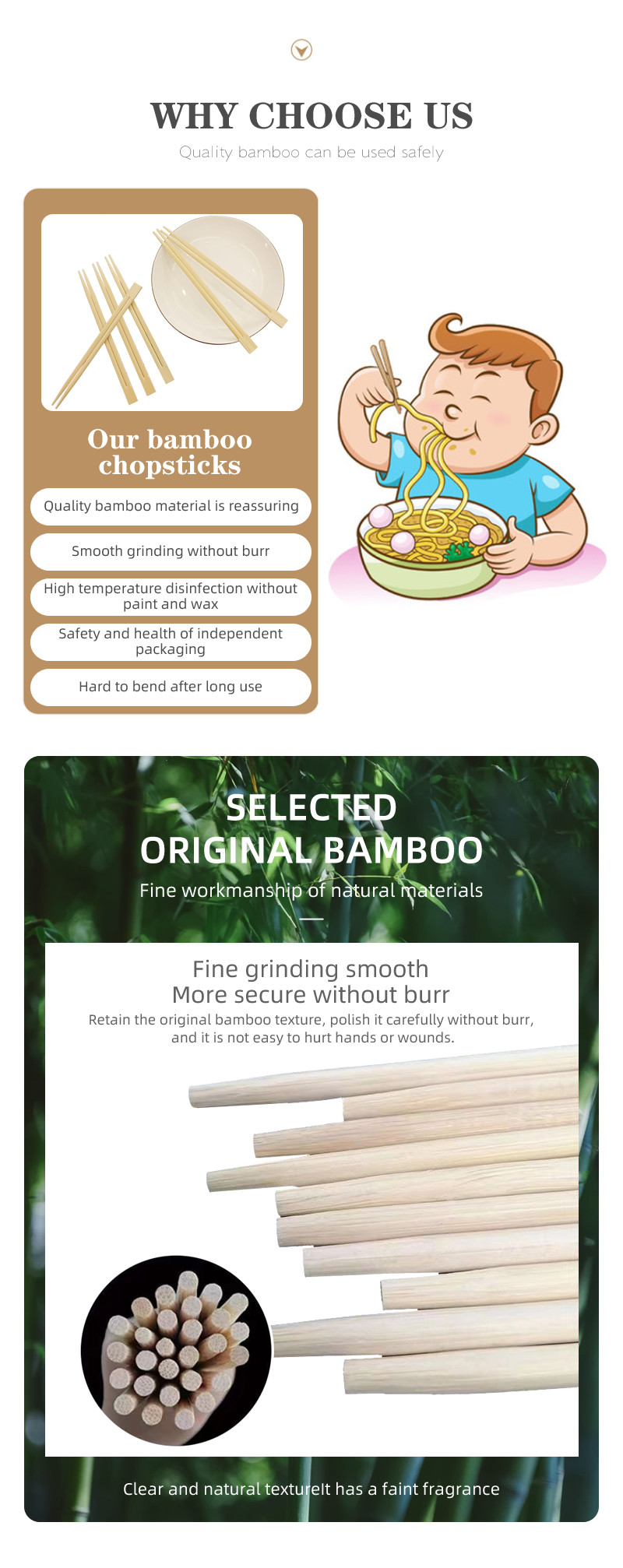 Eco Friendly Custom Bamboo Chopsticks Lightweight Personalized Bamboo Chopsticks