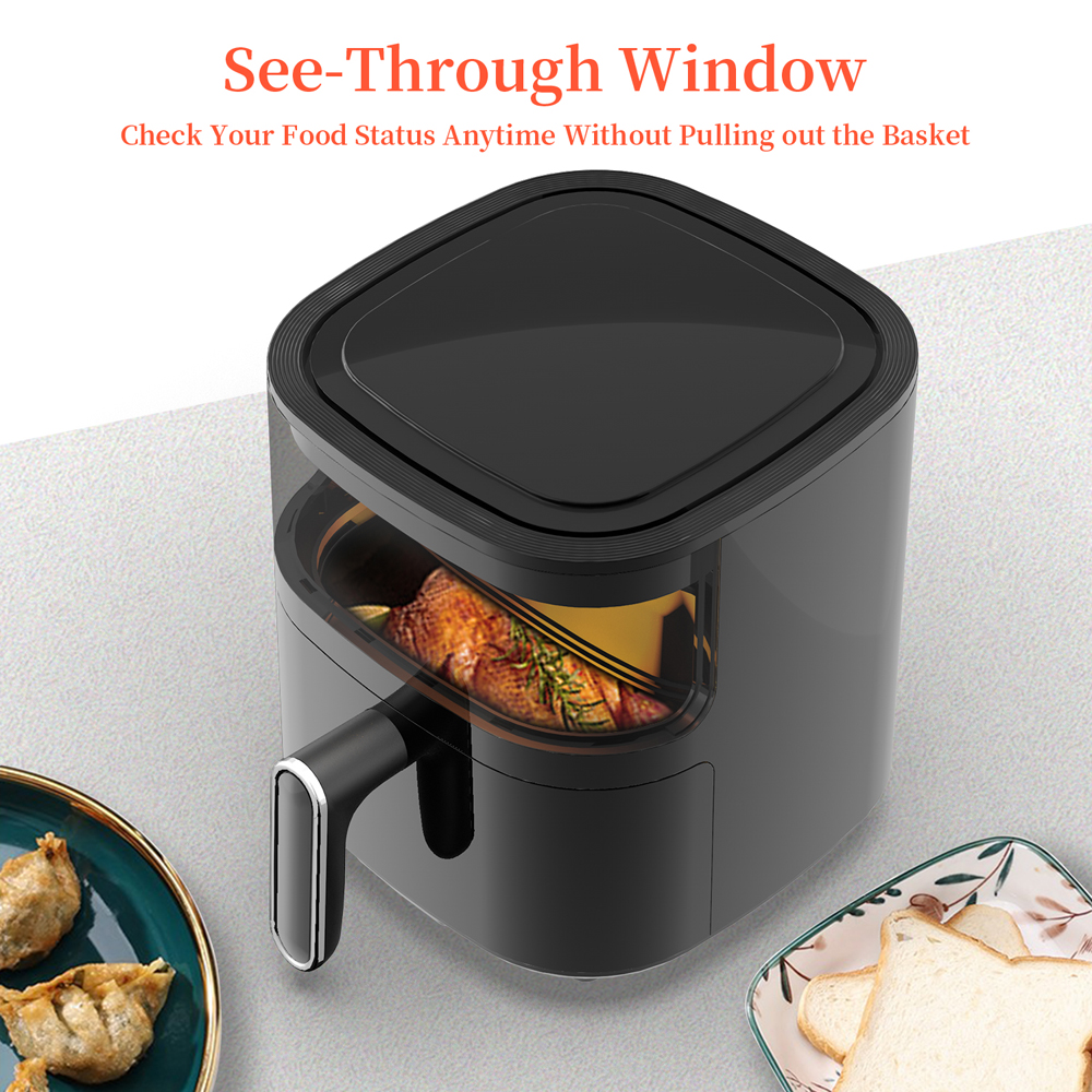 5L Stainless Steel Digital Touch Air Fryer Oven Small Smart Square Healthy Electric Air Fryer For Household