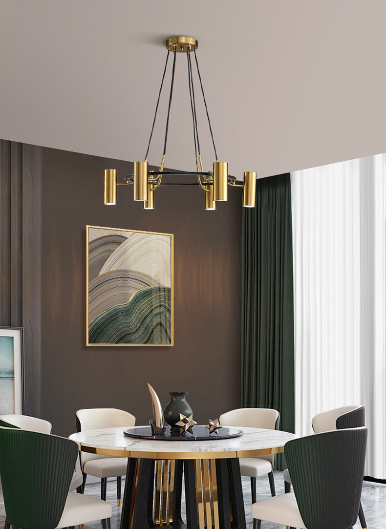 Minimalist Chandeliers Gold LED Black Ring Living Room Dining Lighting circular pendant light(WH-AP-567)