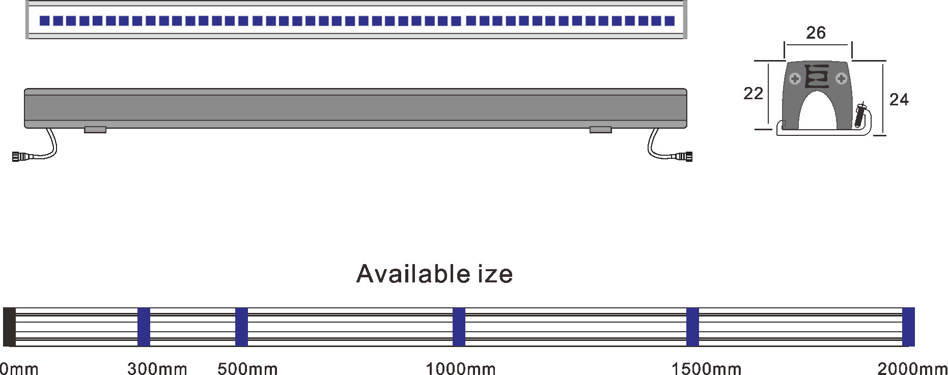 UV Resistant DC24V 1000mm LED Wall Washer IP65