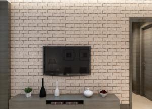 China Khaki Color 3D Brick Effect Wallpaper Removable for Sitting Room , Vinyl Material wholesale