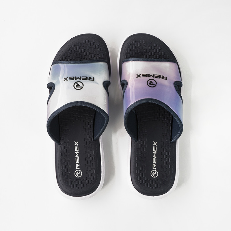 Fabric Upper Beach Slide Sandals , Textured Sole Colorful Slide Sandals