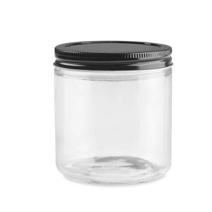 China Clear Mini Cookie Glass Canister Jar With Black Airtight Lids wholesale