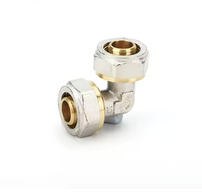 FORGE Brass Fitting Chrome Plated Female Copper Pipe PEX Fittings 16-32MM Double Colors 90Degree Elbow Brass Compression