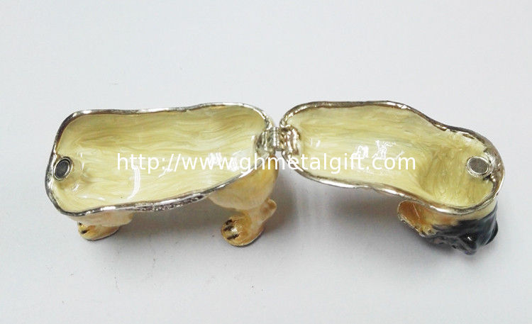 gold plated dog with crystal charm animail trinket boxes wholesale