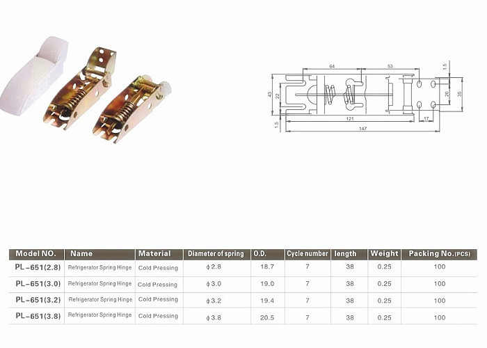 Colour Zinc Plated Chest Freezer Door Hinge with ABS Cover and Cap