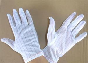 China 0.5cm Stripe Terylene Conductive Fiber Anti Static ESD Gloves For Clean Room wholesale