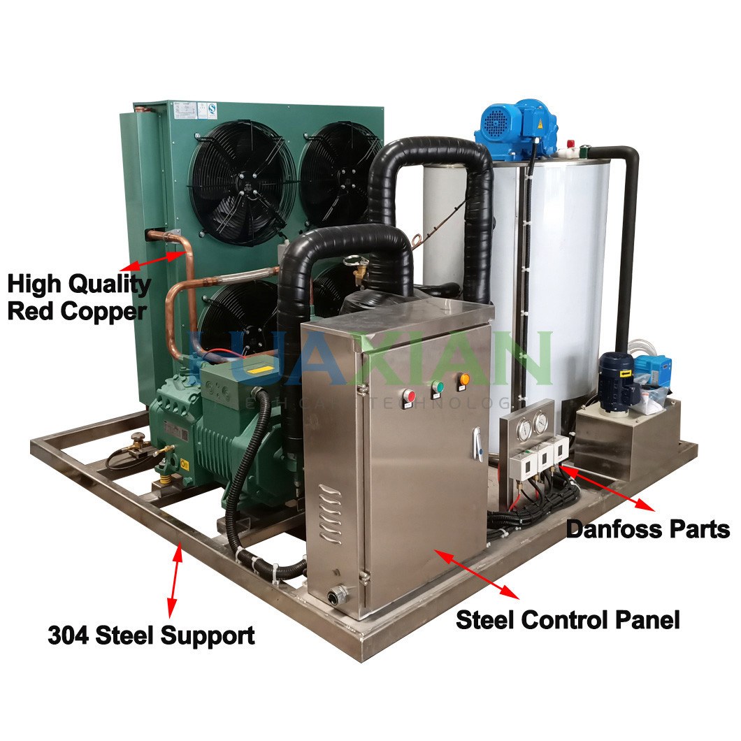 Small Flake Ice Machine Air Cooled 500kgs 220V With Ice Storage Bin