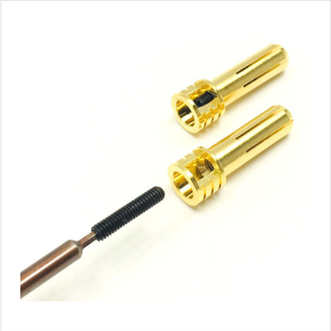 Flat Top 5mm Gold Plated Bullet Connectors , Brass Gold Plated Speaker Banana Plugs