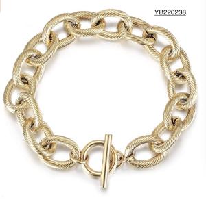 China American Fashion 14k Gold Charm Bracelet INS Style Simple Gold Buckle Bangle wholesale