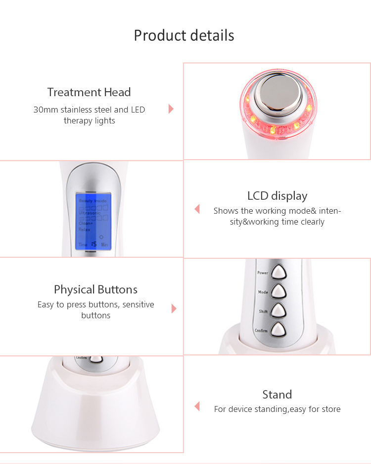 Skincare Home Use Ultrasonic Facial Beauty Massager Radio Frequency