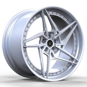 China Aluminum Alloy 2-Piece Forged Wheels Rims Hyper Silver Center Multi Spoke GTB Car Wheels wholesale