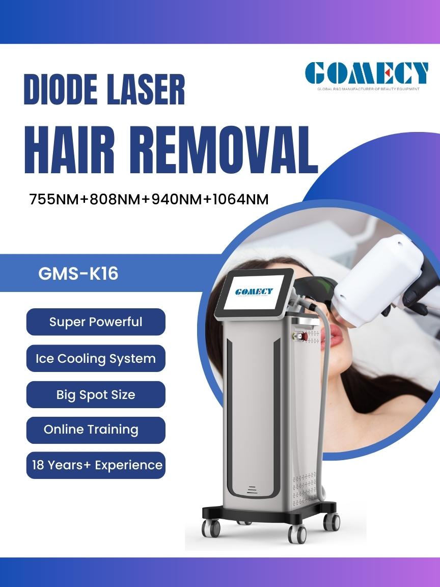 755 808 940 1064nm Diode Laser Hair Removal Device 4 Wavelength with 12*24mm/12*28mm Spot Size