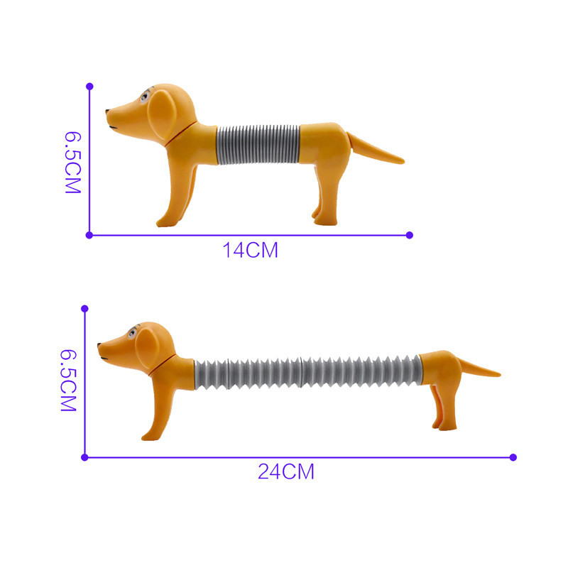 Stress Relief Sound Pop Tube Fidget Toy Flexible Sensory Stretch Spring Dog