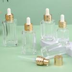15ml 30ml 50ml Unique Green Square Glass Bottle Cosmetic Oil Glass Dropper