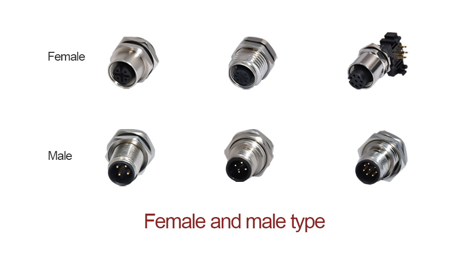 M12 Panel Mount 3 4 Pin Male Female Rear Front Lock Wire Socket M12 Jack Connector