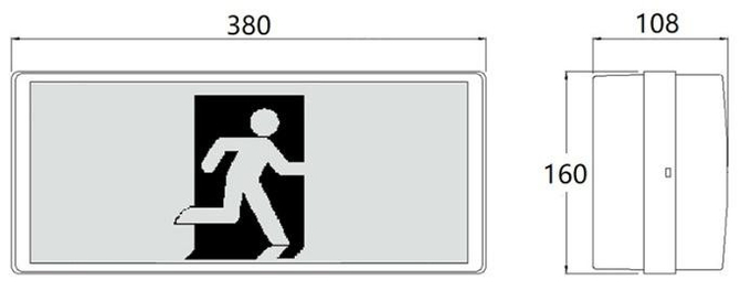 LiFePO4 3.2V 1.5 Ah Emergency Exit Light White 4W EGS4DLiA Duration Time 3 Hours