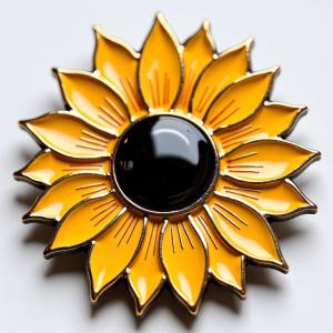 China Sunflower Fridge Magnet With Enamel Petals And Resin Center wholesale