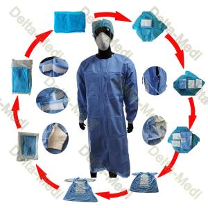 China SMS 45gsm Sterile Disposable Surgical Gown With Double Layers Packing wholesale