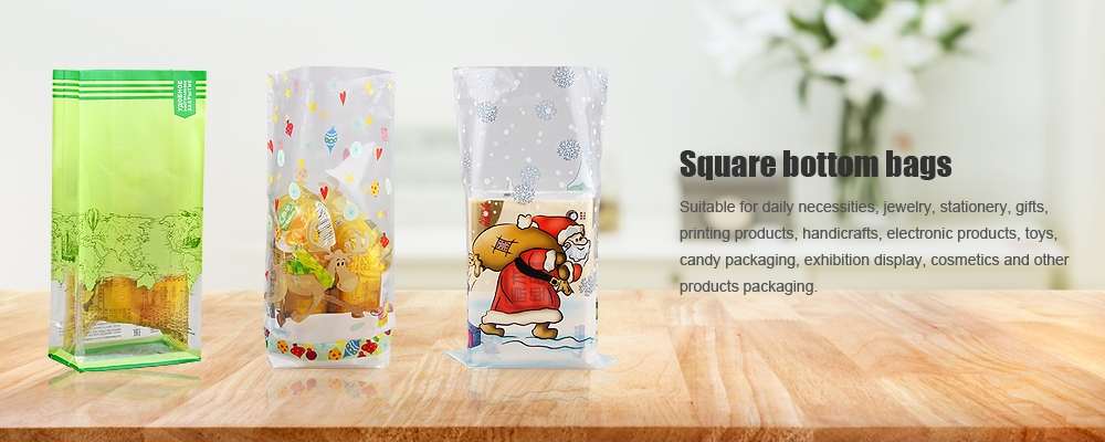 Clear Or Customized Colors Square Bottom Bag With Customized Printed LOGO Twise Handle