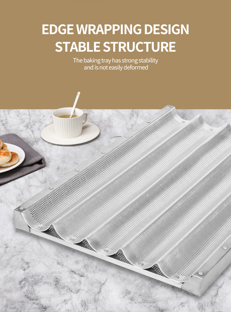 Baguette Baking Mold Non-Stick Perforated Sandwich French Bread Roll Pan Mould