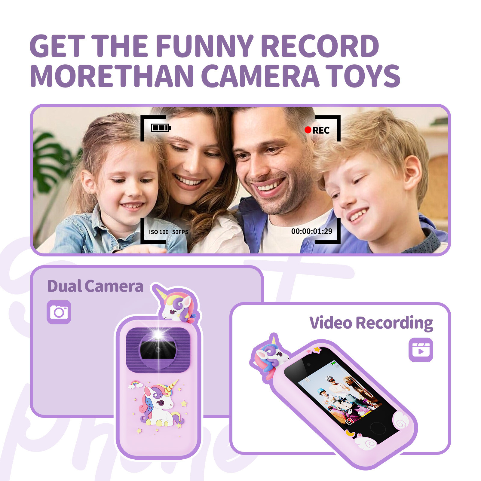 Kid Learning Partner Kid Toy Camera Phone Music Player Funny Record Moment With Dual Camera