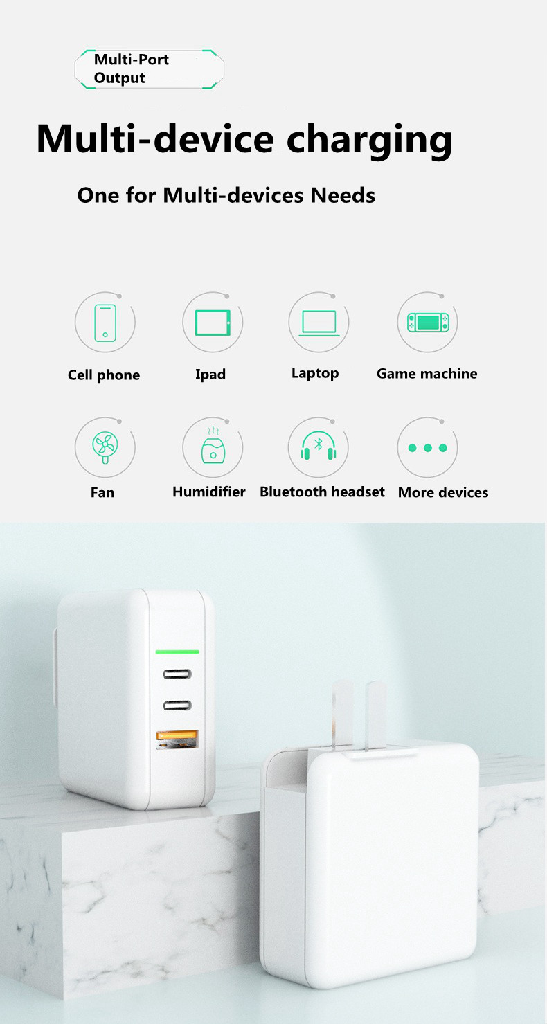 White Smartphone Notebook Quick Charging GAN Charger