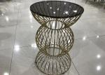 Metallic Texture 50cm 73cm Wrought Iron Glass Coffee Table