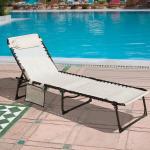 Outdoor Lounge Chair Set Aluminum Patio Chaise Lounger Side Table and Pillow
