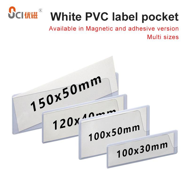 Writable Magnetic Label Holder White Clear PVC Label Holder Pocket