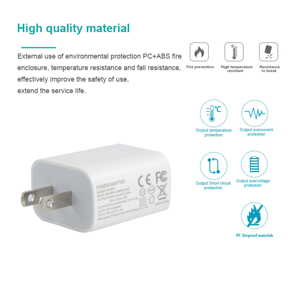 US 2P PD (Power Delivery) Charger with USB - C and USB - A Ports 20w