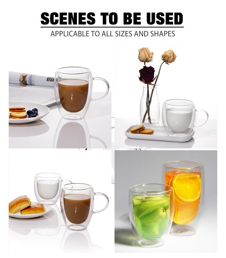 ODM Double Wall Glass Insulated Coffee Glasses 6oz 8oz 10oz 12oz