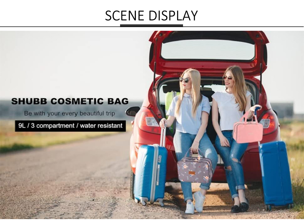 Women Zippered Floral Nylon Toiletry Bags For Travel