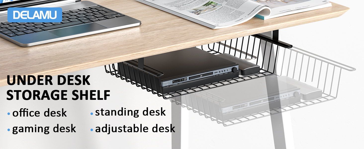 Aluminum Cable Duct for Desk/Table/Workplace Large Slideable Under Desk Cord Organizer