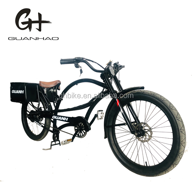 Single Speed 750W 28MPH 48V 17AH 24inch 3.0 Tire Chopper Electric Bicycle Beach Cruiser