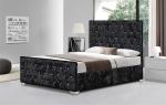 Crystal Tufted Velvet Upholstered Bed Frame Luxurious Buttons High Headboard