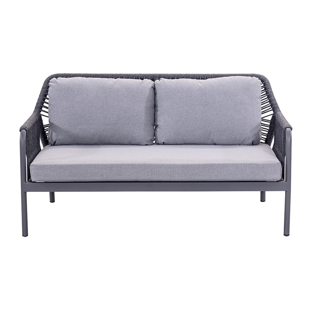 Aluminum Frame AJUNION Rope Weave Garden Furniture Lounge Sofa Set with HPL Tabletop