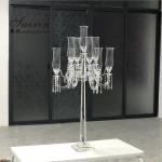 9 Arms Tall Luxury Clear Crystal Candle Holder For Dining Table Wedding