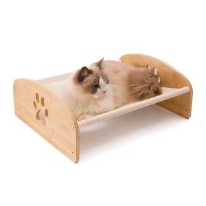 China Bamboo Wooden Dog Bed Frame Platform Oxford Cloth ODM wholesale