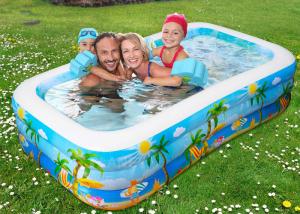 China Children Square Shape Blue PVC Inflatable Swimming Pools on sale