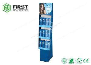 China Supermarket Shampoo Cardboard Floor Displays Full Color Printed With 3 Shelves wholesale