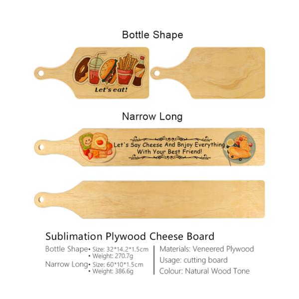 Custom Wooden Narrow Rectangle Long Serving Tray Bread Sushi Food Blank Sublimation Cheese Board