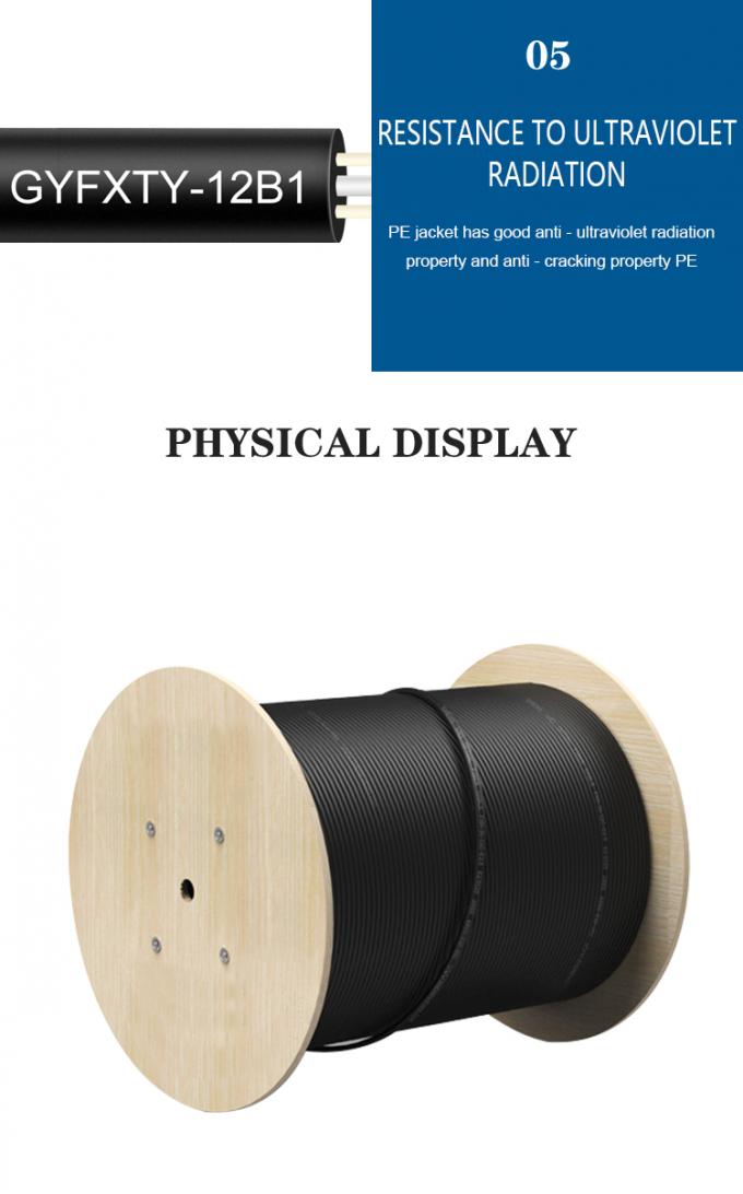 GYFXTY All Dielectric Outdoor Waterproof Fiber Optic Cables Central Loose Tube FRP Strength Member 4